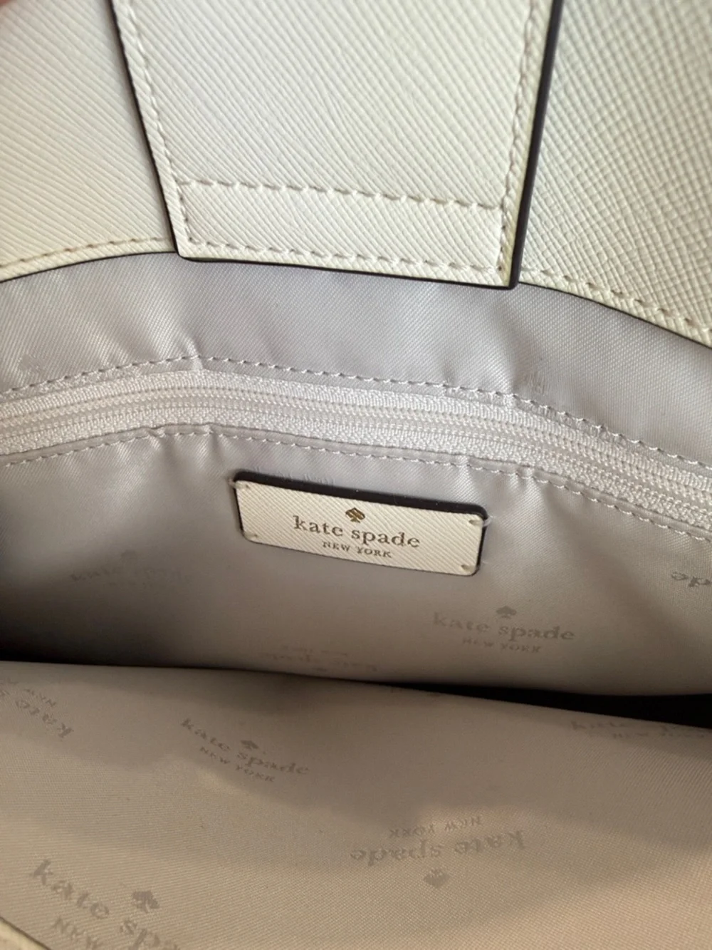 Kate Spade Perry Ivory White Leather Satchel V095 Meringue Gold Logo Adj Strap